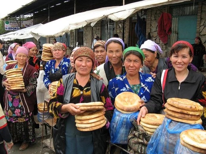 Bread sellers in Urgut Sunday Market