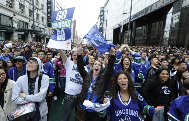 Crowds in downtown Vancouver