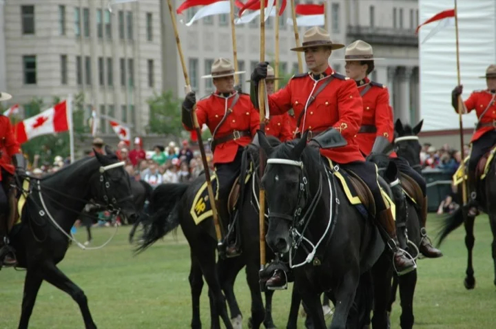 The Royal Canadian Mounted Polics ("Mounties") on parade