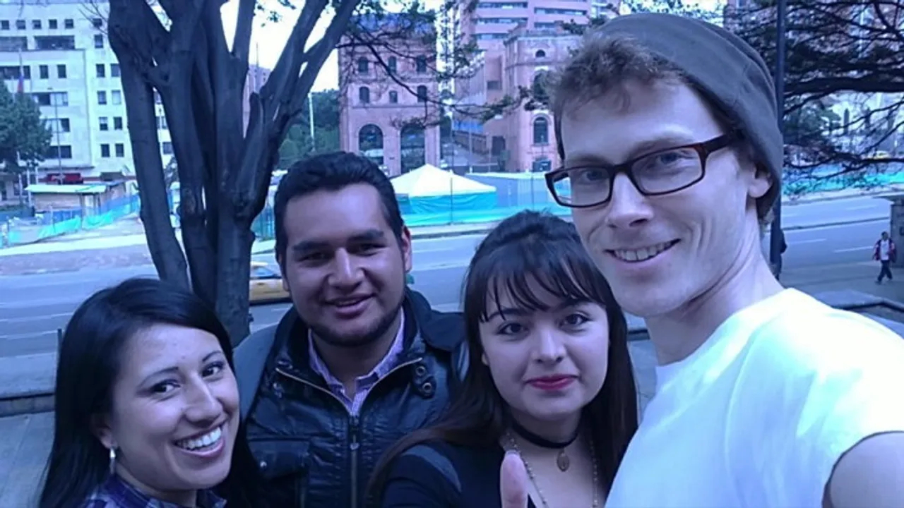 Matthew with new friends in Colombia