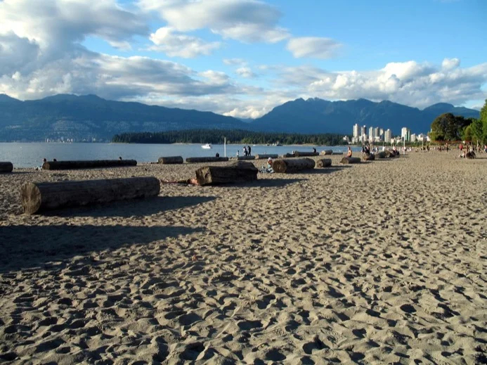 The shadows are getting longer on Kits Beach in Vancouver