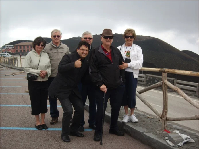 Aldo with a group in Taormina