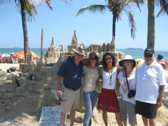 Martha with guests at Ipanema Beach