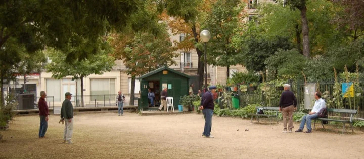 Playing petanques in Batignolles Square