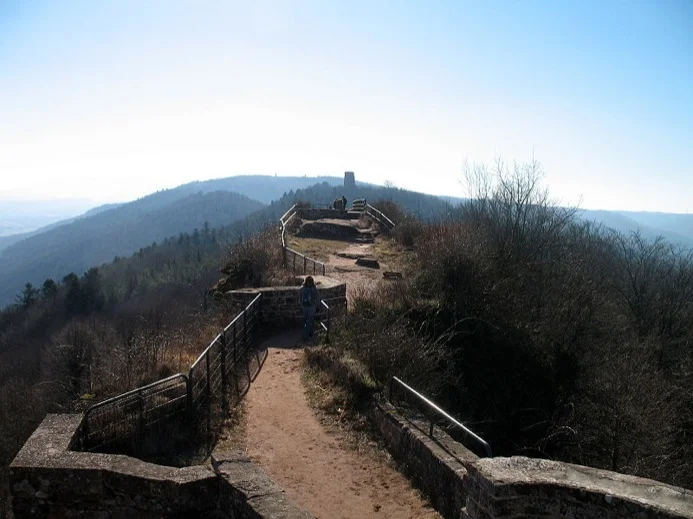 Walking along the ridge of Chateau du Haut Bar