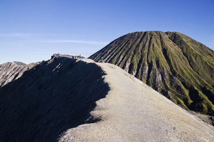 Walking along the crater's edge at Mount Bromo