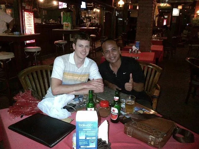 Matthew with Agung (and the Civet Cat Coffee!)