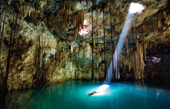 Swimming in a Yucatan Cave