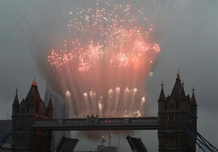 Fireworks over Tower Bridge