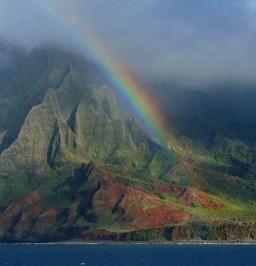 A Rainbow adds a splash of colour to the Big Island's lush coast