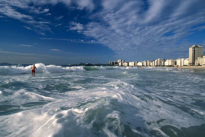 Enjoying the surf at Copacabana Beach