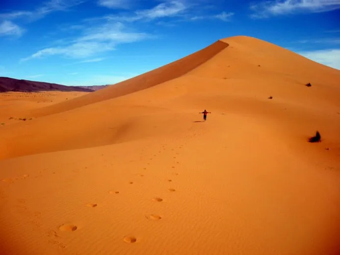 Sand dunes in Morocco's Sahara Desert