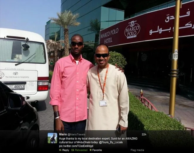 Mario and guide Sunil leaving Dubai