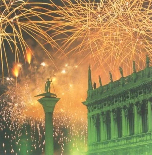 Fireworks lightup Venice at the Festa del Redentore