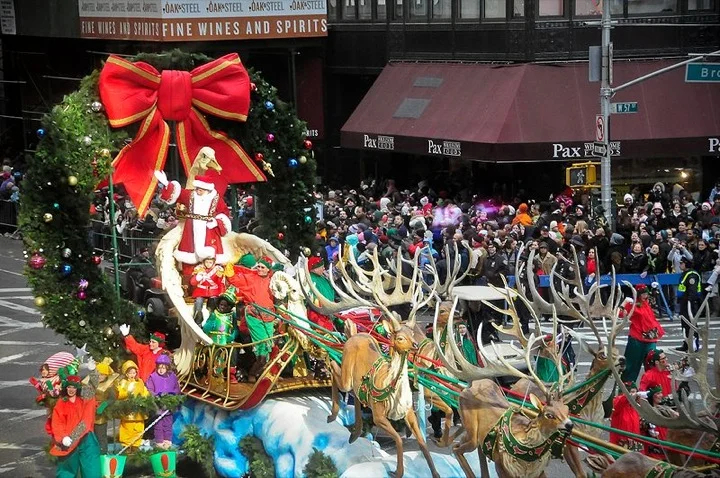 Santa Claus arrives at the Macy's Thanksgiving Parade