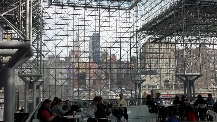 Inside the Javits Center (good luck finding a seat at lunchtime)