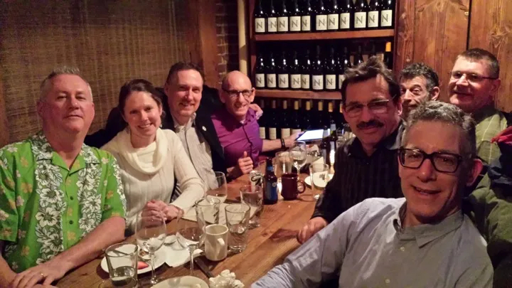 Dinner with our guides at Kashkaval. You almost can't see David, he blends in so well with the crowd. ;)
