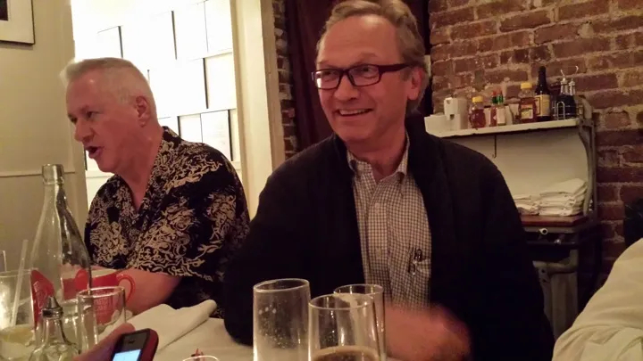 Guide Bill enjoying drinks and company at Cornelia St. Cafe in Greenwich Village