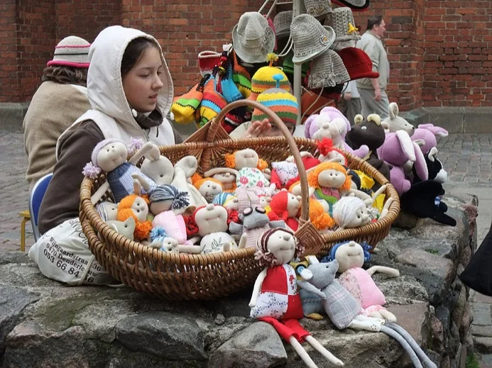 Crafts seller at Livu Square, Riga