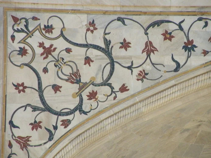 Inlay of precious stones, Taj Mahal