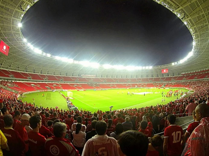 Fans inside Porto Alegre stadium