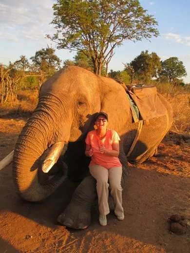 Vicki on safari in Zimbabwe