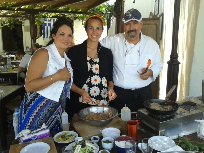 Cooking with Greek chef in Santorini