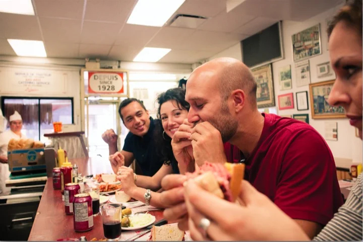 Eating at Schwartz's Deli, a Montreal institution