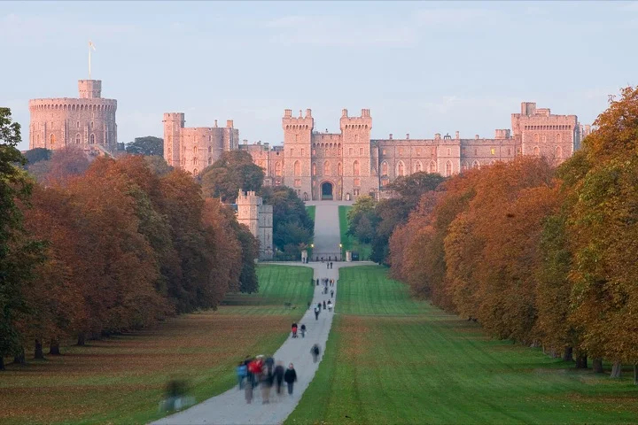 Windsor Castle and grounds at sunset