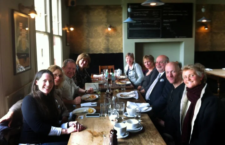 Paul and the London guides at 'The Old Red Cow', near Barbican station