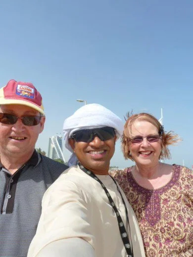 Sunil and a couple happy travelers in Dubai