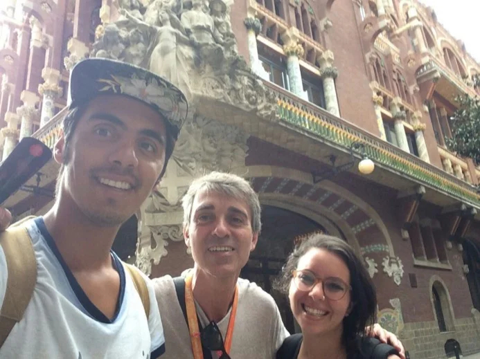 Agustin and Lucia with TBL guide Francesc in Barcelona