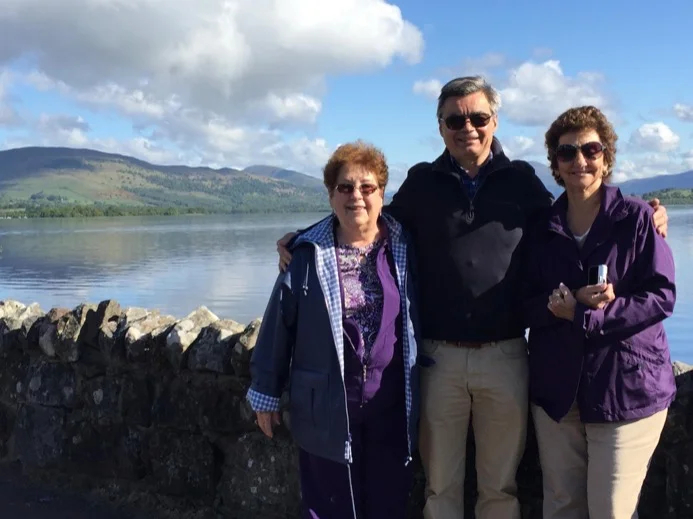 Nancy touring Loch Lomond in the UK with TBL guide Keith