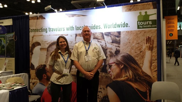 Trade show buddies, Sara and David