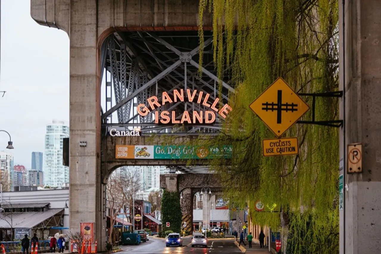 Entrance to Granville Island on a rainy day.