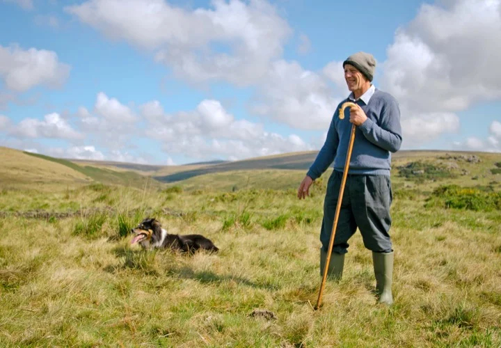 Farmer Ken and Matt the Sheepdog in Dartmoor