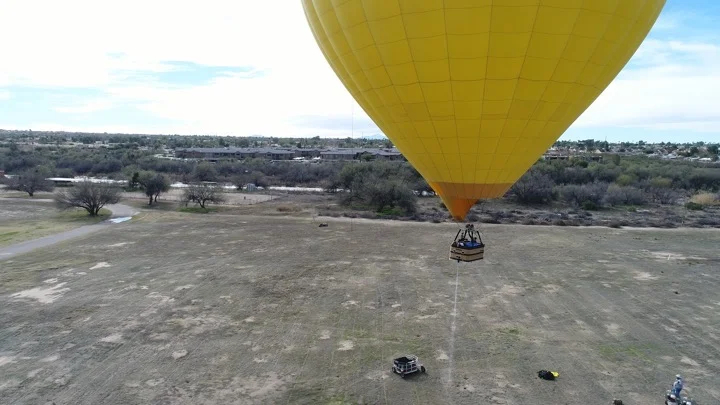 Hot Tubbing in a Hot Air Balloon - draining water prior to landing.