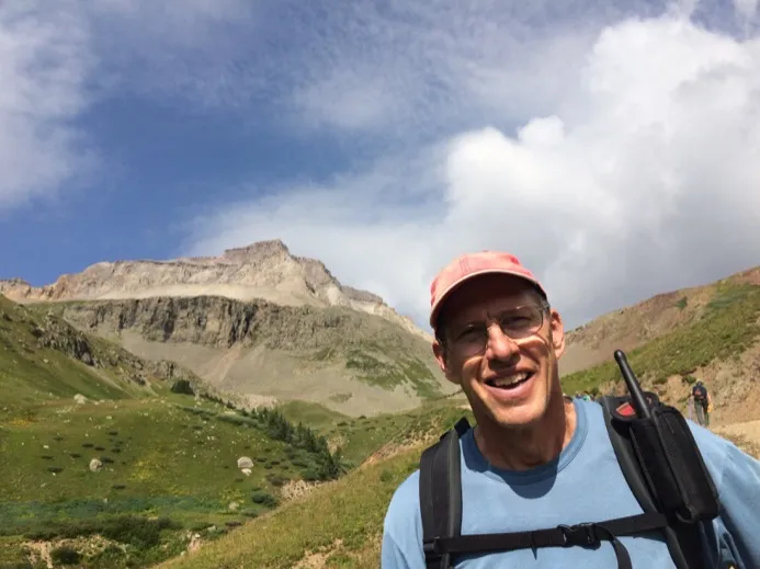 Peter hiking at Yankee Boy Basin near Ouray