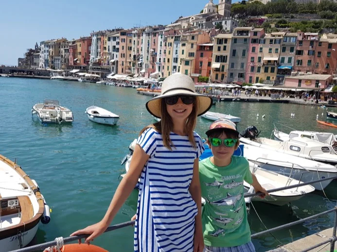 Two young visitors arriving in Portovenere