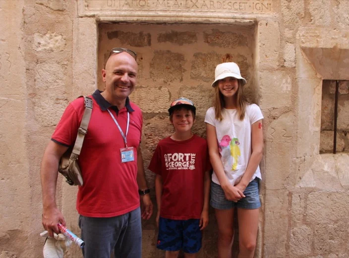 A pair of younger ToursByLocals travellers enjoying a tour with guide Darko in Dubrovnik