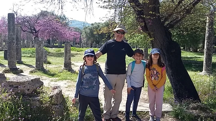 ToursByLocals guide Vassilios explore Olympia with his son's friends.