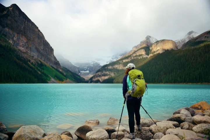 A hiker in Banff National Park