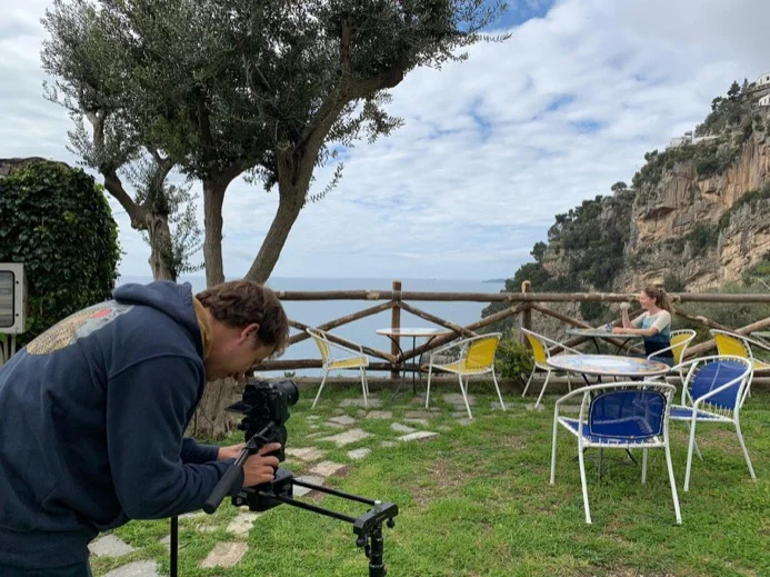 Prepping a shot in Positano