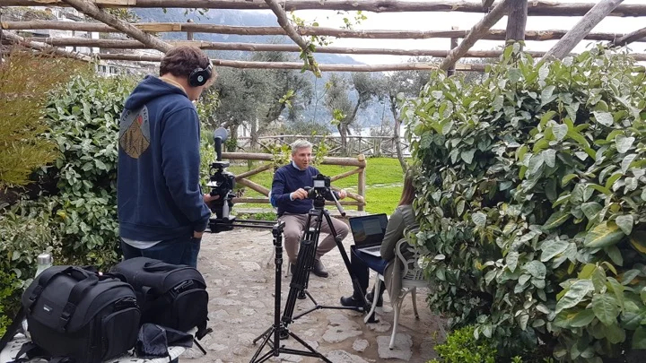 Giuseppe being interviewed in Positano