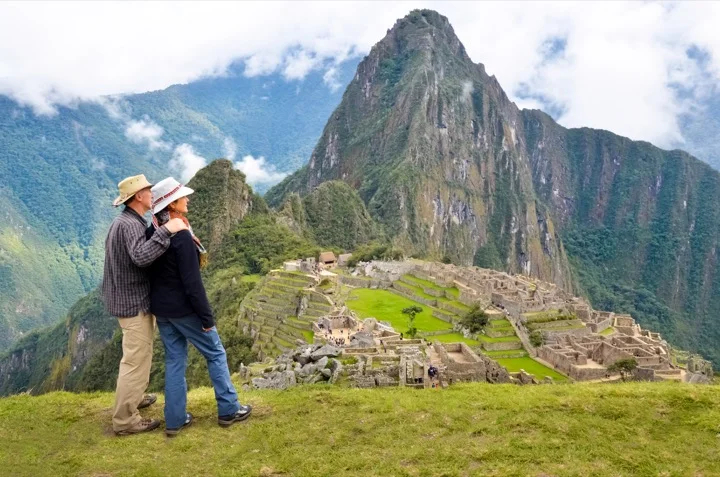 Couple wandering in Machu Picchu