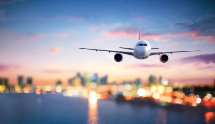 Airplane taking off from the airport.