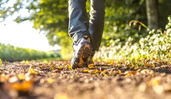 Man walking through a park