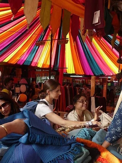 Browsing for colourful textiles