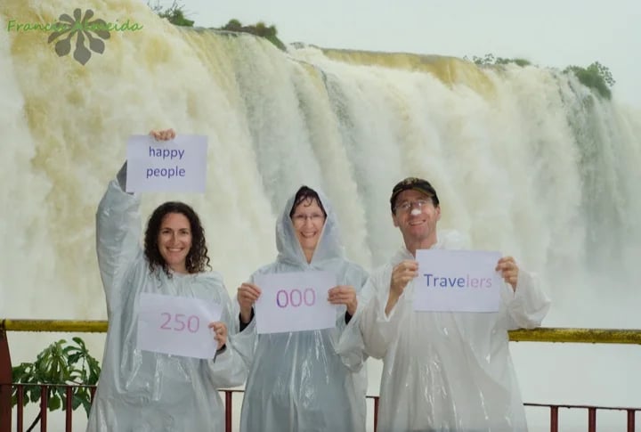 Our happy quarter millionth travellers! (Photo by their guide Francis)
