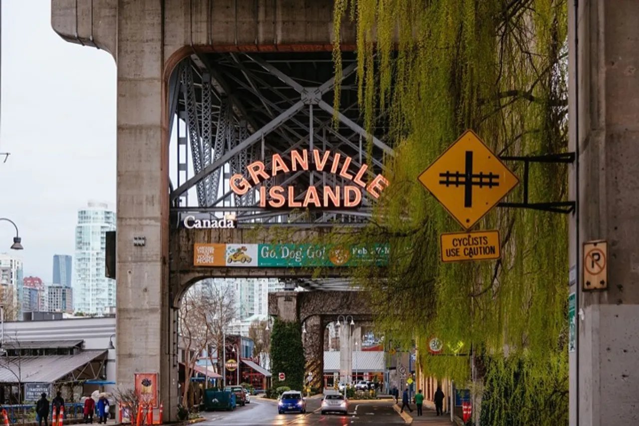 Entrance to Granville Island on a rainy day.